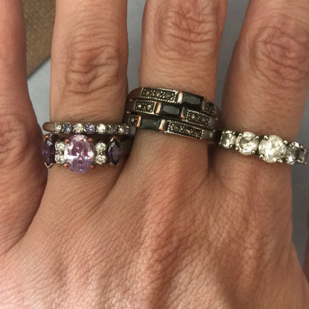 COPY - Vintage Costume 4 Rings Silver Tone Rhines… - Picture 2 of 9